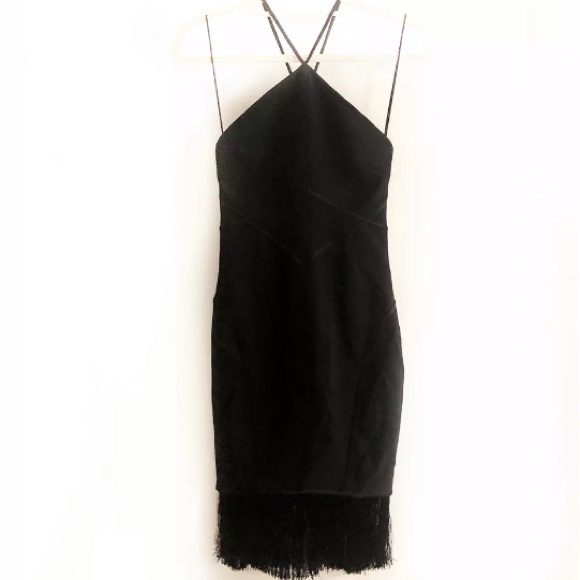 cinq a sept Dresses & Skirts - Cinq a Sept Bryn Black Fringe Cocktail Dress New
